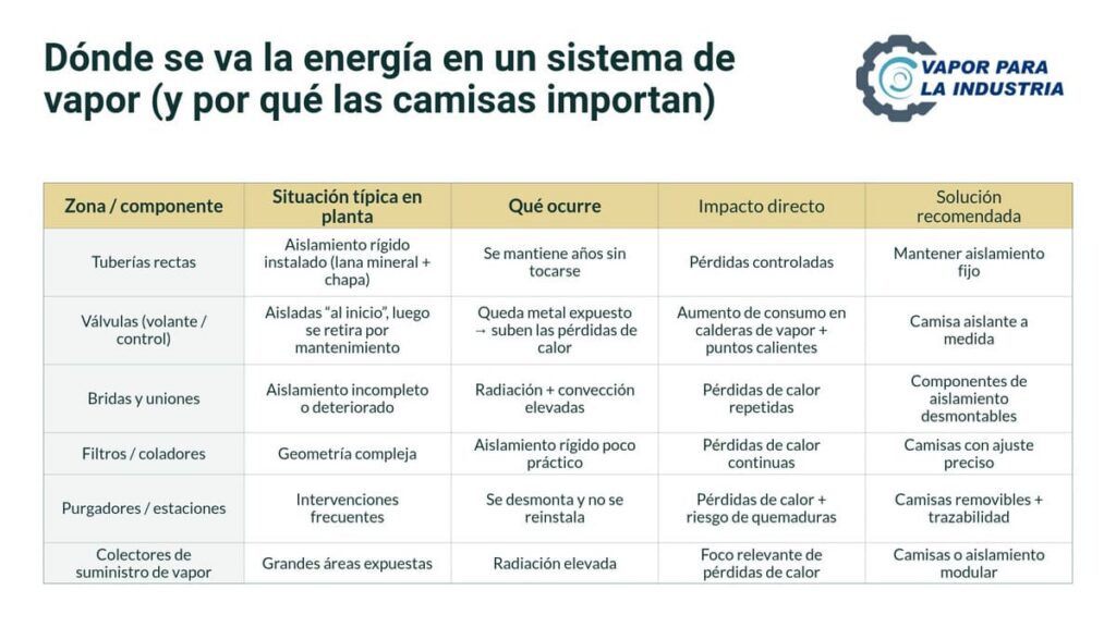 Donde se va la energia en un sistema de vapor