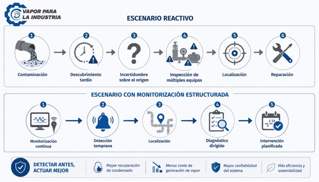 Contaminación del condensado en Vapor