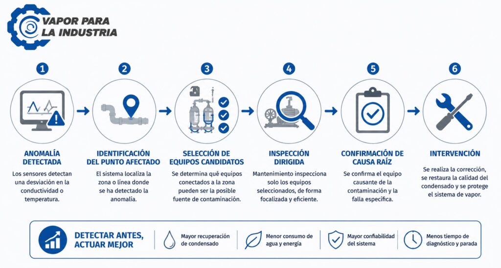 Contaminación del condensado en Vapor